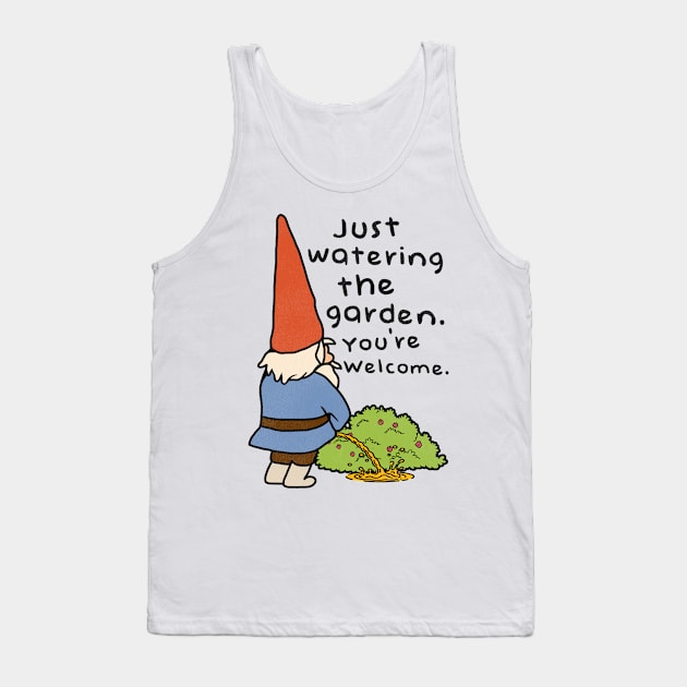 Gnome Watering the Garden Tank Top by darklordpug